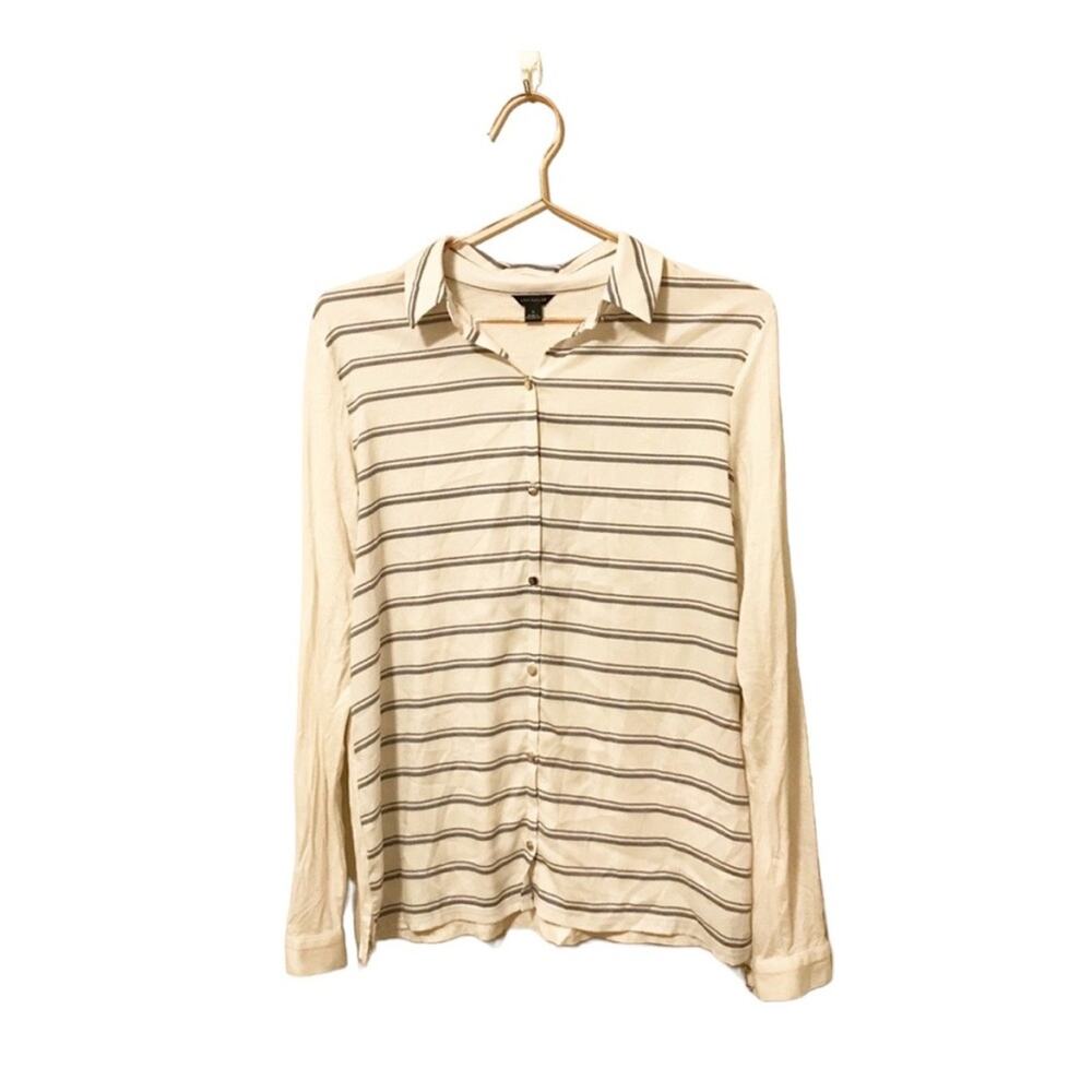 Ann Taylor Career Button Down Collared Striped Mi… - image 1